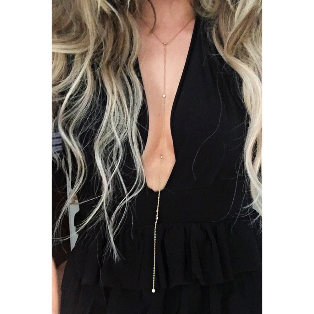 14K gold 🌙Drop Chain🌙Crystal Quartz 🌙 Necklace - Picture 3 of 5